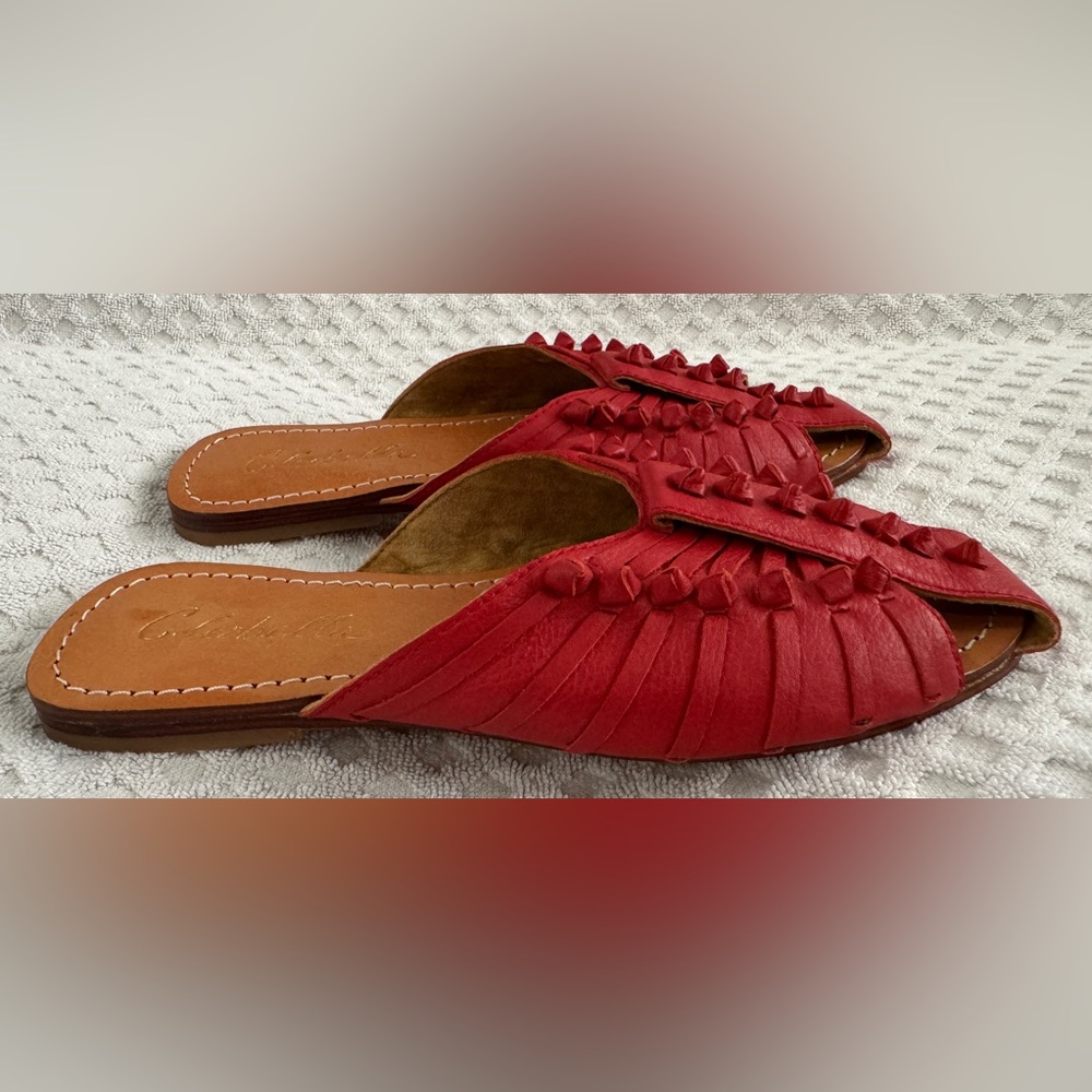 Cleobella Monroe Slide in Red Leather Size 36 US 5 Handmade Sandals - Picture 8 of 14